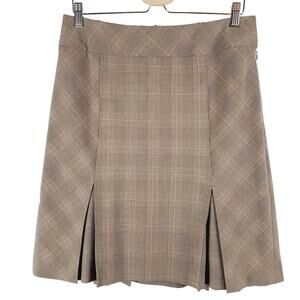 Ann Taylor Women Houndstooth School Academia Pleated Casual Skirt Size 8